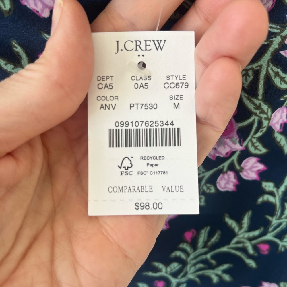 J Crew Floral Skirt Midi Blue Pink Purple Vine Medium NWT - Picture 7 of 9